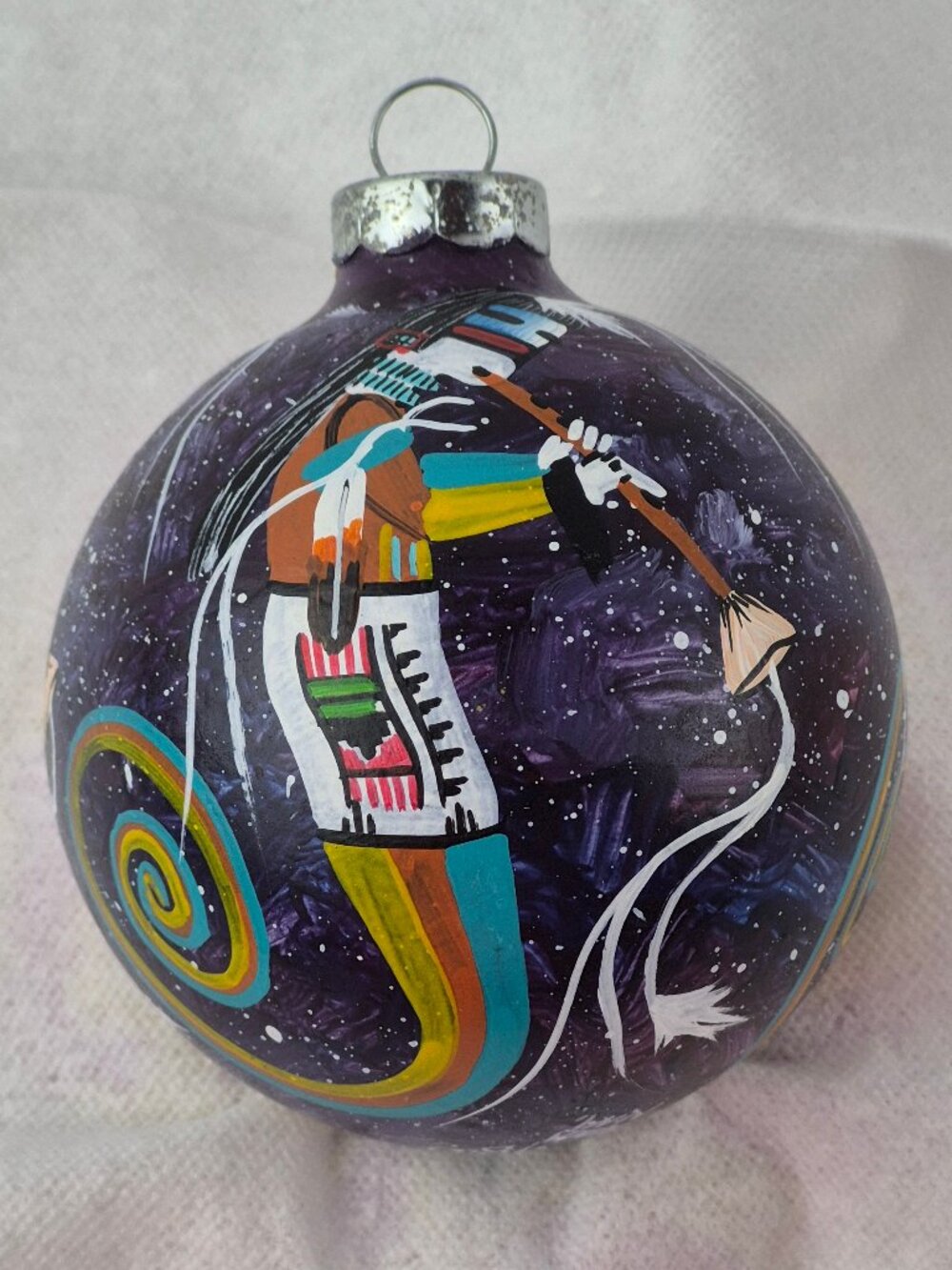 Vintage Laguna Pueblo New Mexico Hand Painted Ornament Signed A. Pino